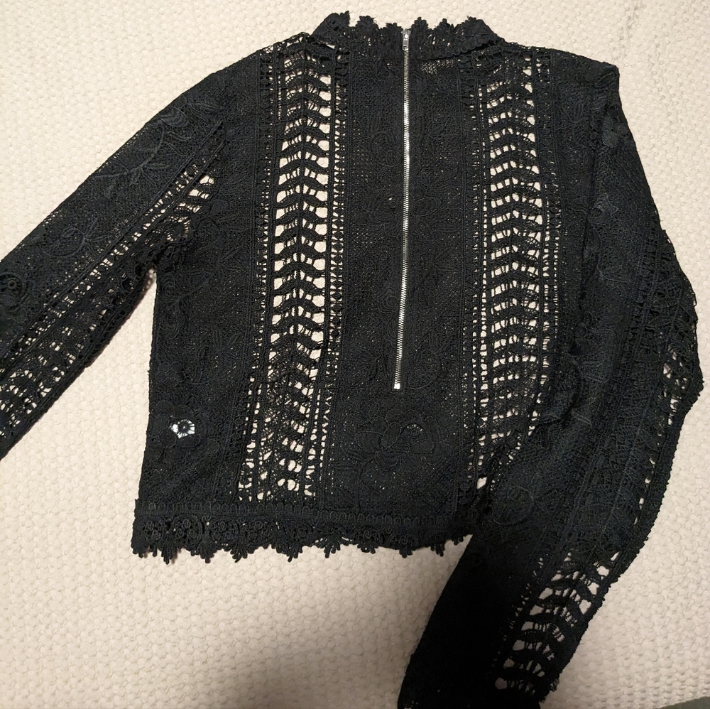 Black Long Sleeve Lace Top